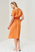 Image 12 of Bridesmaid linen dress with short sleeves and shrunk waist Myra from Baltic Linen